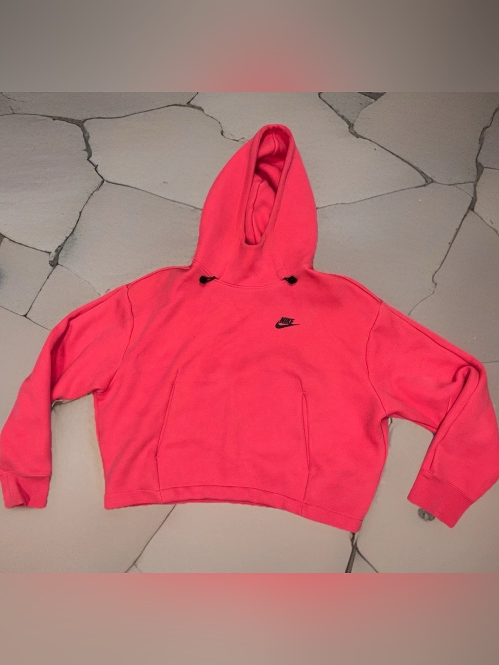 Nike Women's Sportswear Tech Fleece Oversized Crop Hoodie  Instant  Pink Sz M